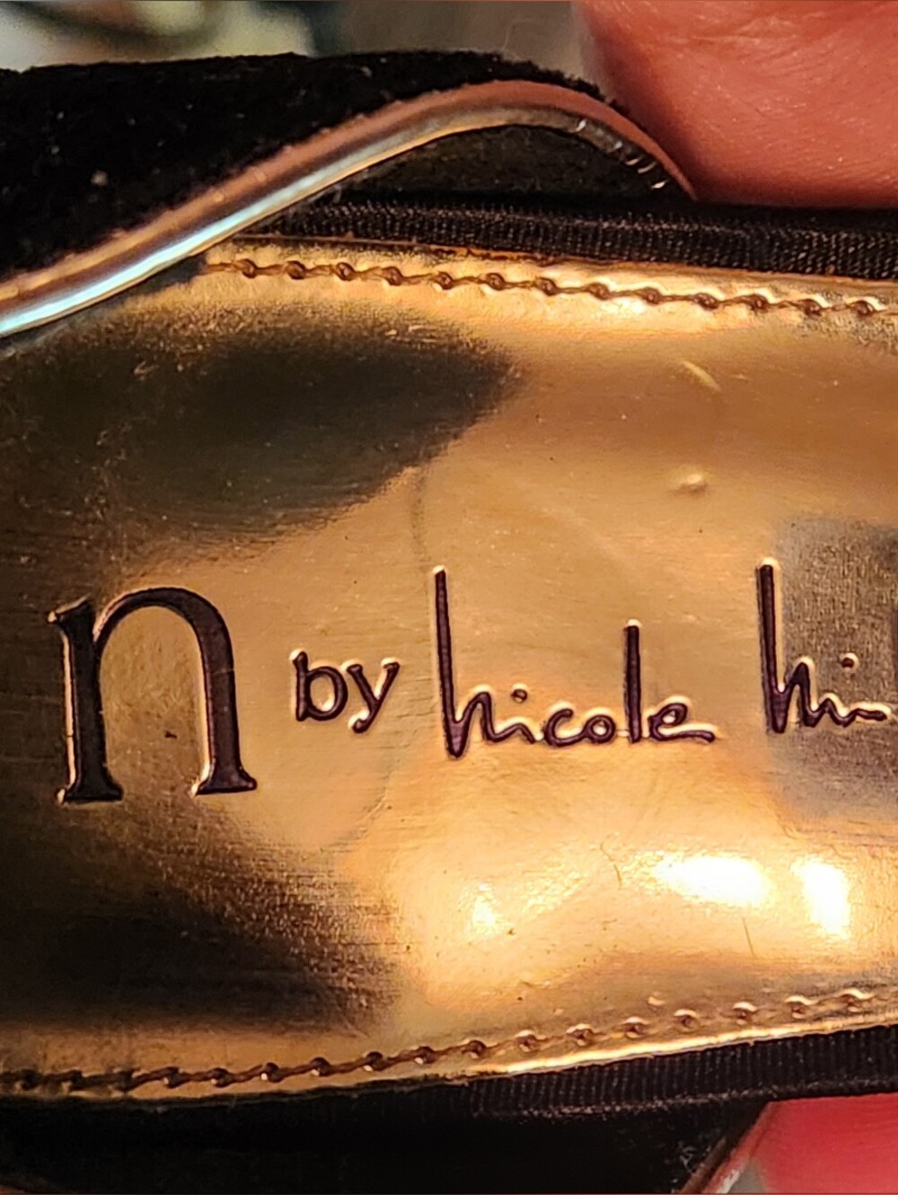 N By Nicole Miller Black Velvet & Gold Tone Platform Ankle-Strap Heels Size 8 - Picture 2 of 16